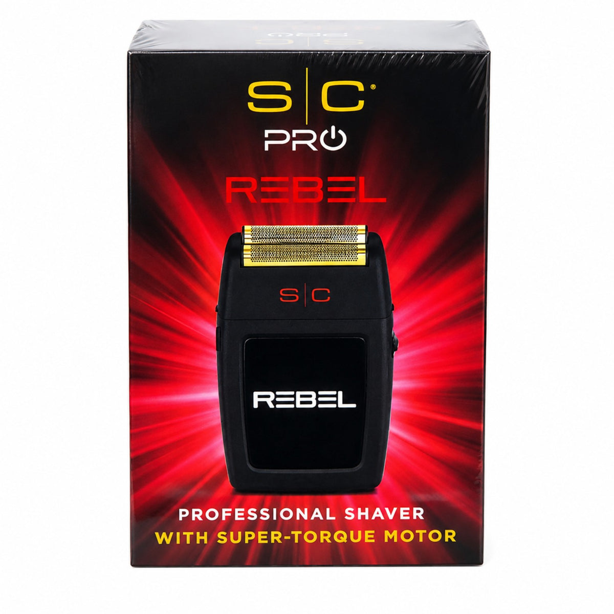 StyleCraft Rebel Professional Shaver SC802B retail box with black shaver and gold foil