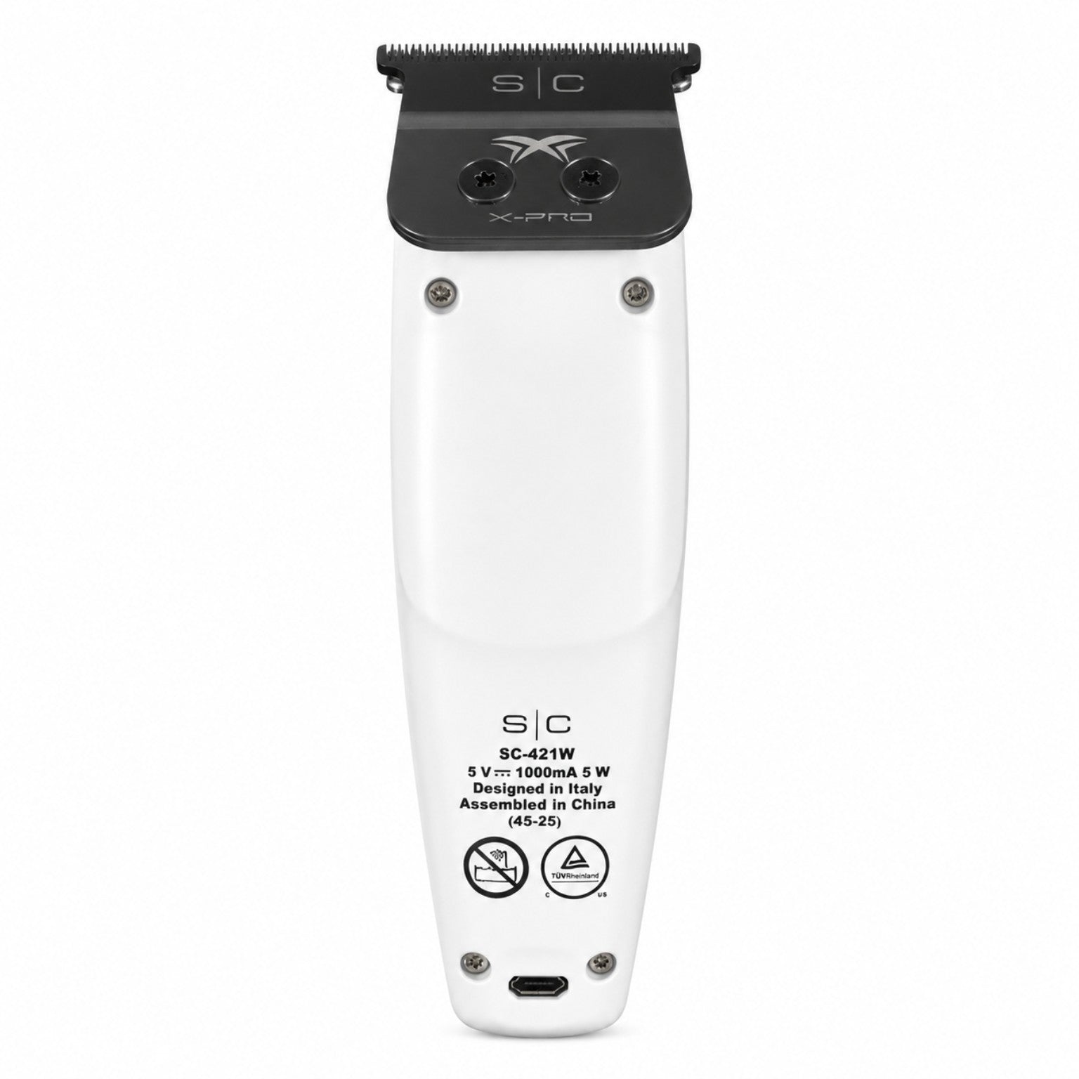 StyleCraft Saber Professional Hair Trimmer in White back view with model SC-421W