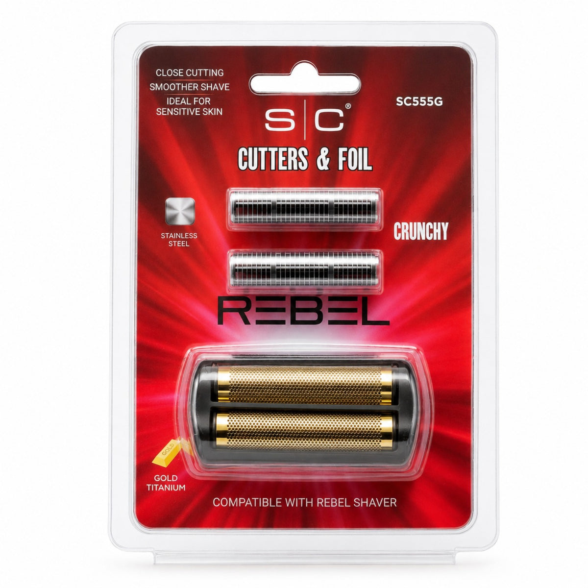 StyleCraft SC555G Gold Titanium double foil head with Echo cutters for Rebel Foil Shaver