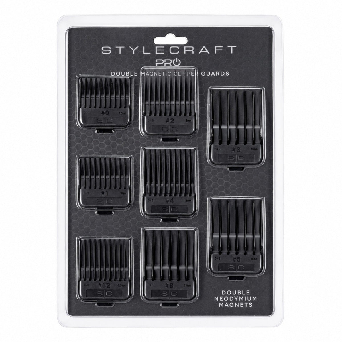 StyleCraft SCDMGB DUB 8-piece black double magnetic clipper guard set