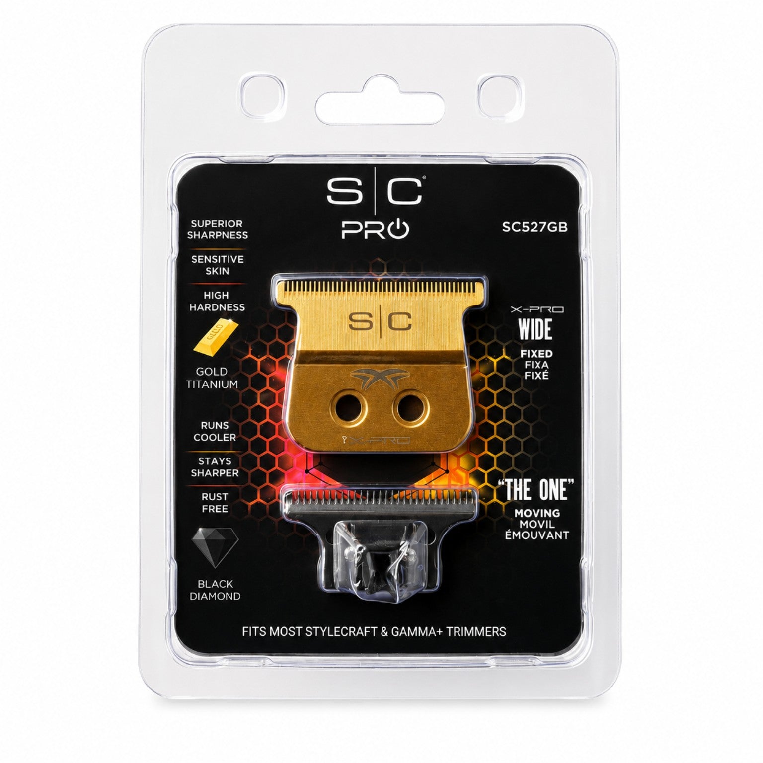 StyleCraft X-Pro Wide Fixed Gold Titanium Replacement Trimmer Blade SC527GB