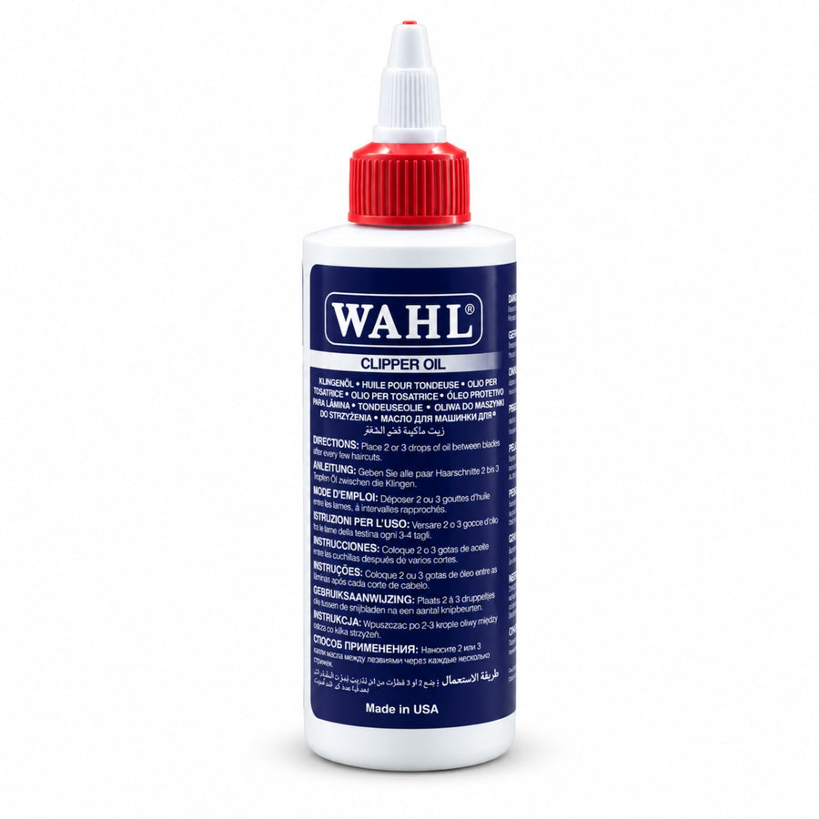 Wahl Clipper Oil 4 oz bottle for professional clipper and trimmer blade maintenance