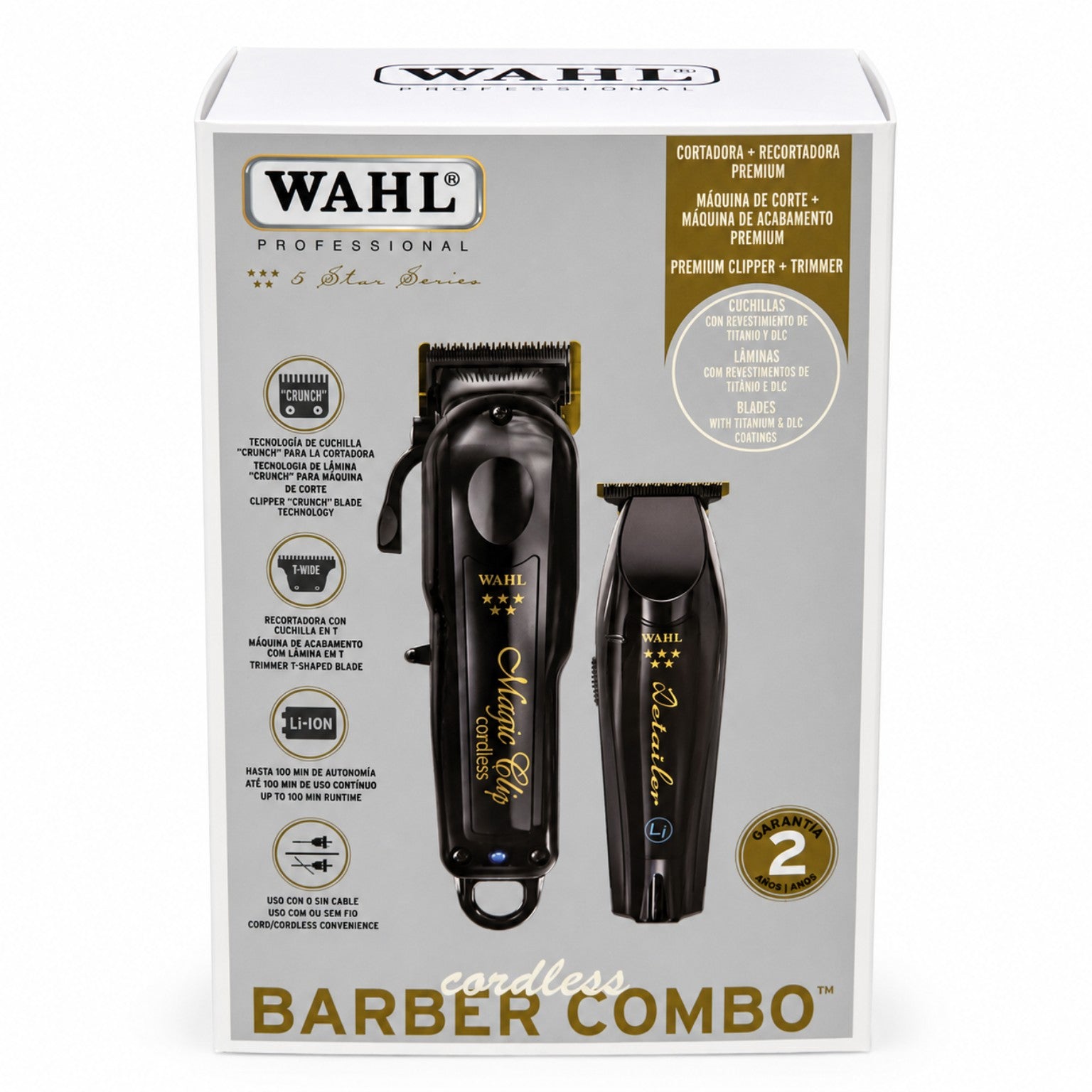 Wahl Professional 5 Star Cordless Barber Combo retail box with Magic Clip and Detailer Li
