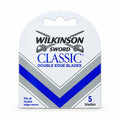 Wilkinson Sword Classic 5-blade retail pack shown; bulk offer includes 10 such packs, 50 double-edge blades total